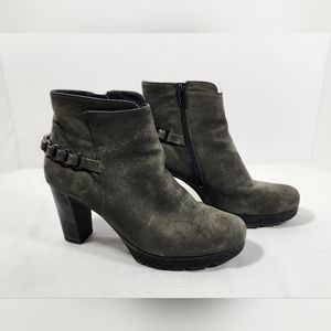 PAUL GREEN WOMEN'S ZIP-UP LEATHER ANKLE BOOTIE, SIZE 6.5, GRAY